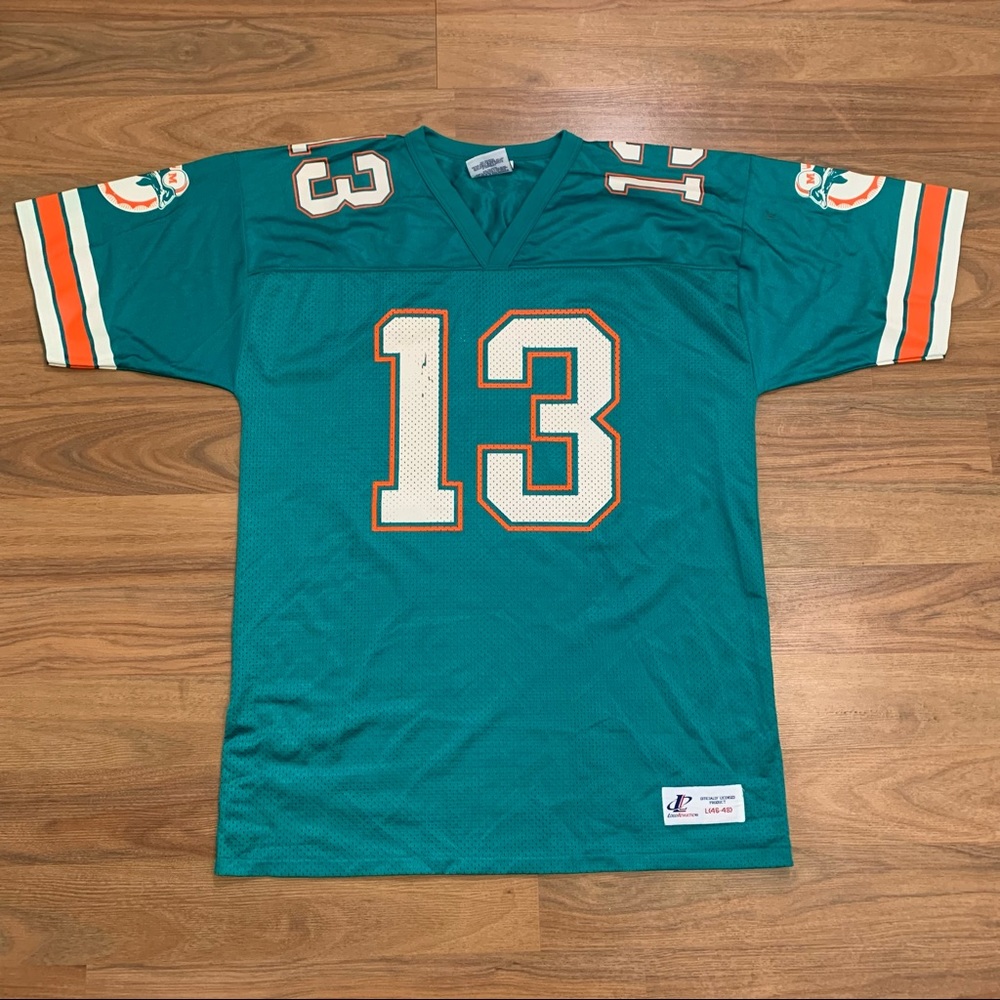 Vintage 90s Logo Athletic NFL Football Miami Dolphins Dan Marino Jersey Large